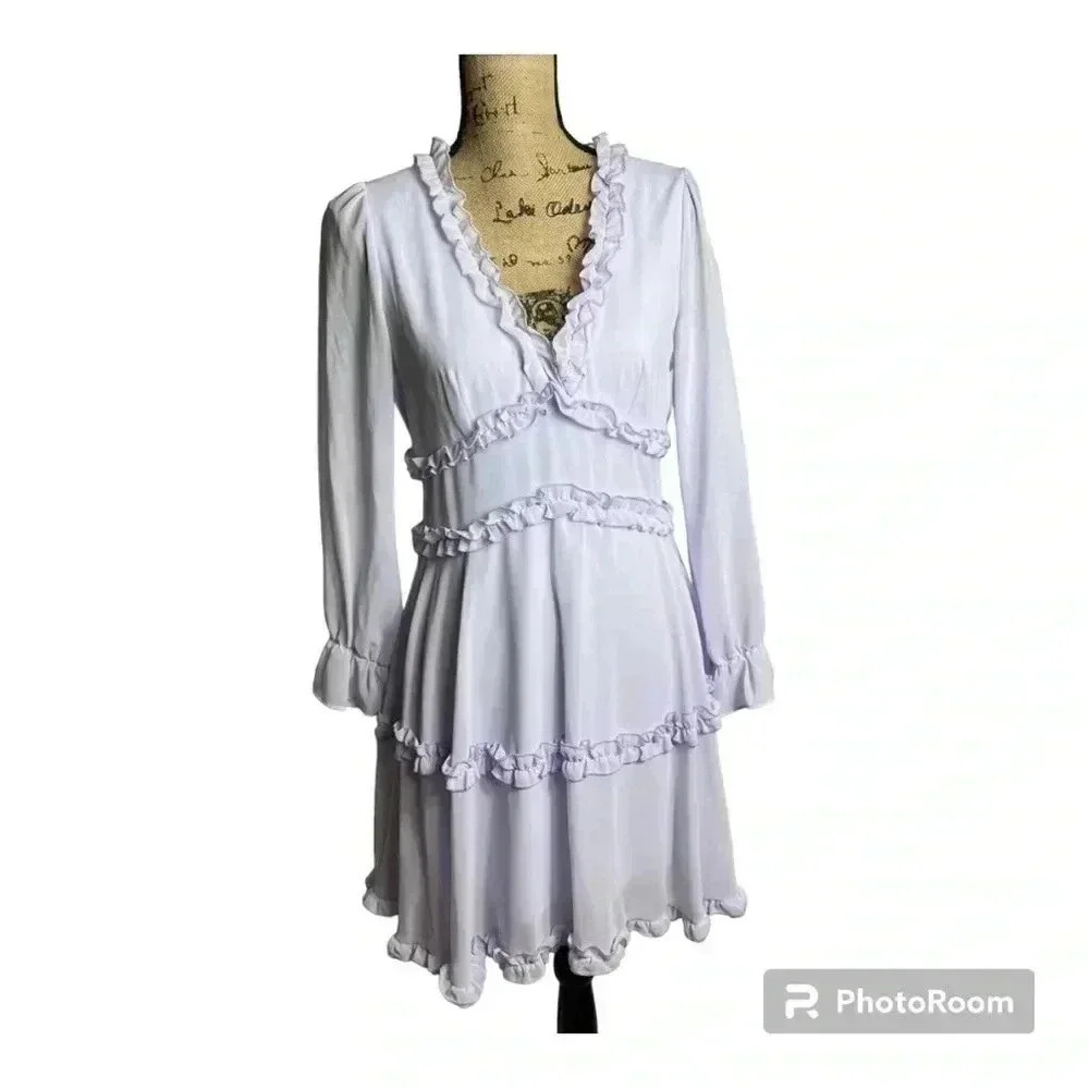 B. Darlin purple woman mini dress size 7/8, V neck, ruffles - Picture 2 of 6